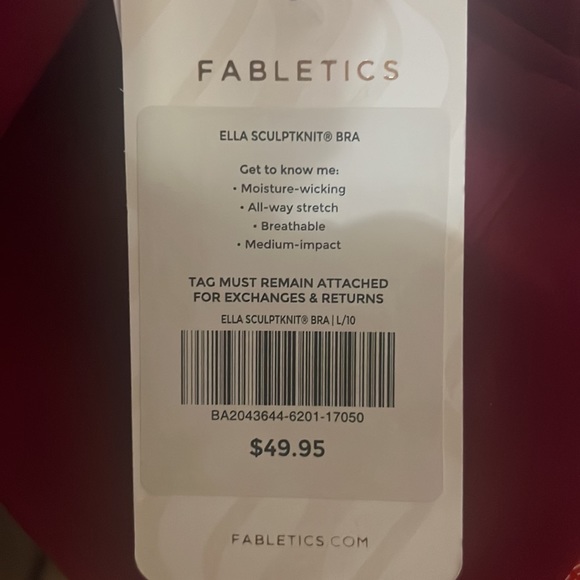 Fabletics Ella SculptKnit Bra Burgundy Large NWT -perforated - Picture 8 of 8